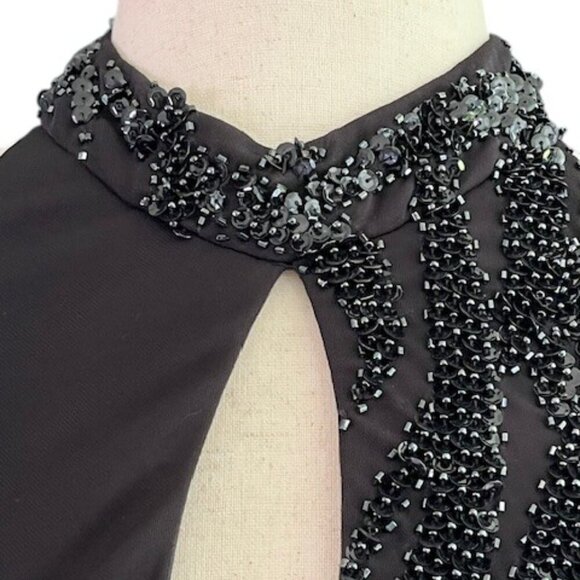 Jovani Sequined Beaded Halter Black Maxi Formal Prom Pageant Gown Dress Sz 6 EUC - Picture 4 of 15